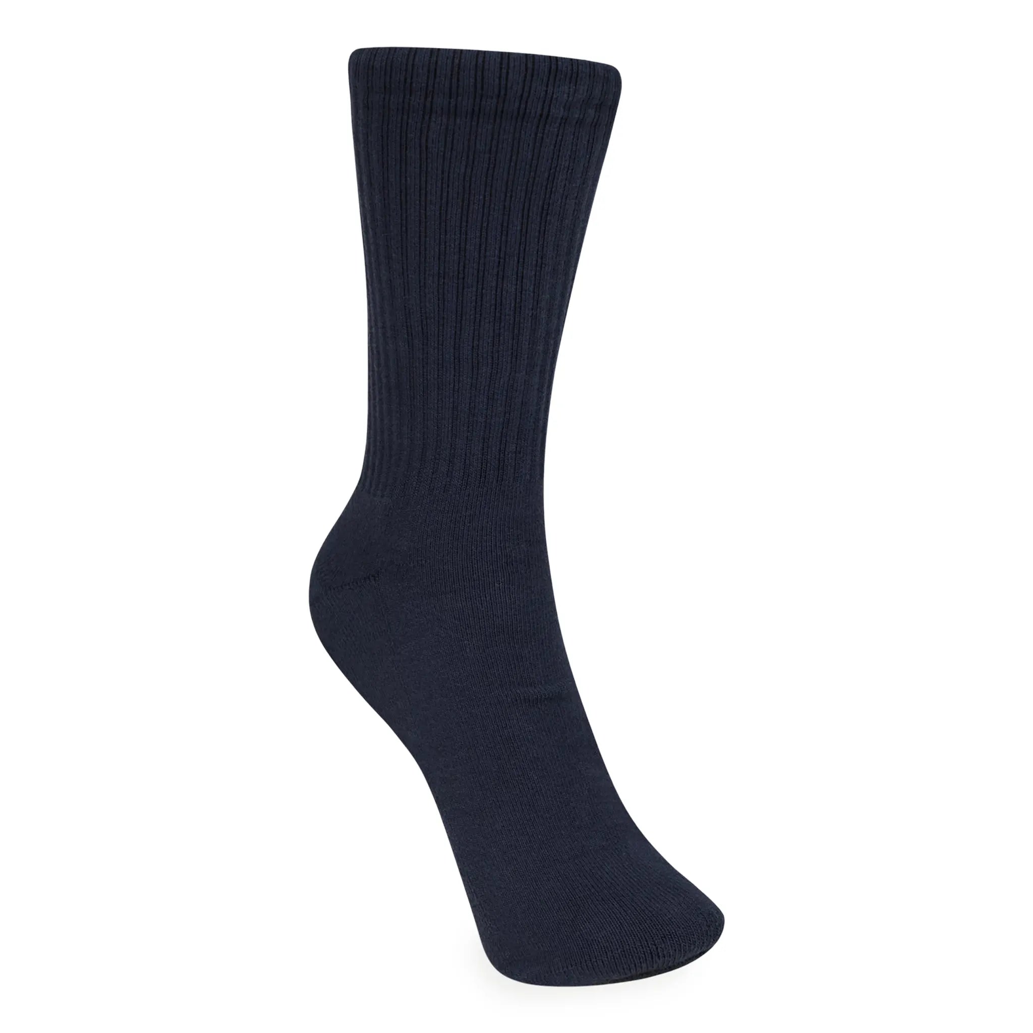 Back Side View of The Couture Club Reverse Emblem Copyright Navy Socks